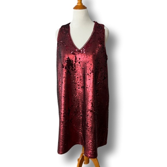 Rachel Roy Red Sequin Party Dress with Pockets ~ Size 1X - Picture 2 of 12